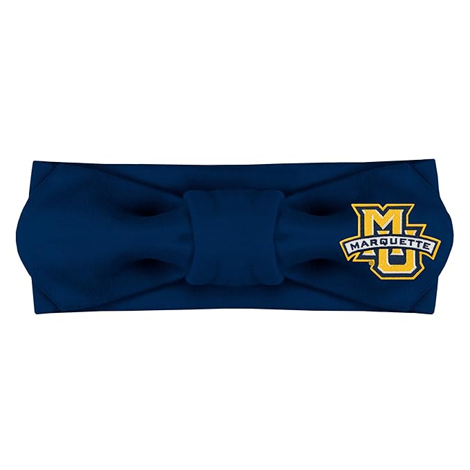 Creative Knitwear Marquette Golden Eagles Infant Girls Navy Solid Hair Knot Headband Embroidered Logo - Size Newborn - 4T