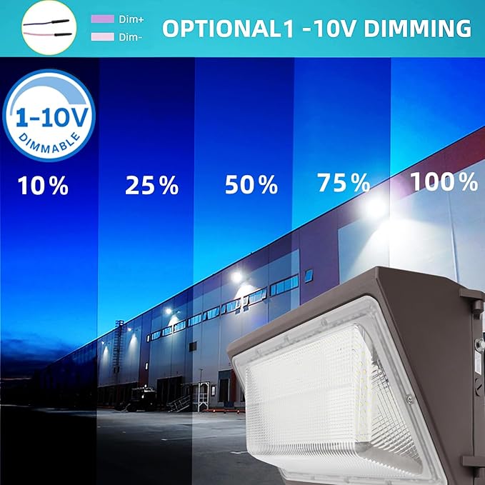 1-10V Dimmable 120W LED Wall Pack Light with Dusk to Dawn Photocell, 100-277V 16800LM 800-1000W HPS/HID Equiv., 5000K Outdoor Security Lighting, ETL Commercial Wall Mount Lights for Building