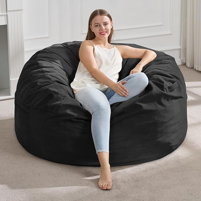 Hobestluk 4FT Bean Bag Chair Giant Bean Bag Chairs for Adults Large Bean Chairs with Removable Cover, Beanbag Chair with Filler, Adult Bean Bag Chairs for Living Room, Bedroom