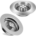 Kitchen Sink Drain Strainer 2 Pack, 304 Stainless Steel Pop Up Sink Stopper