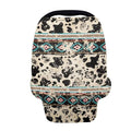 Forchrinse Western Aztec Retro Cow Print Baby Car Seat Canopy for Boys Girls Car Seat Cover Soft Nursing Breastfeeding Cover for Mom