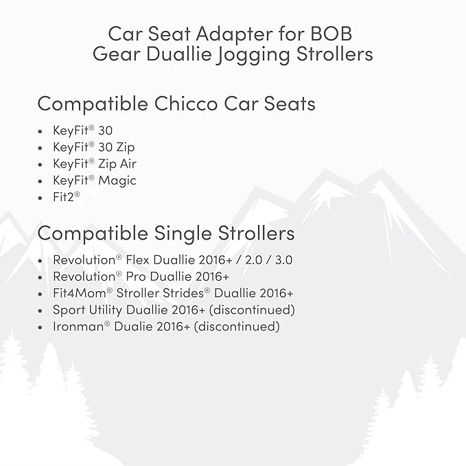 BOB Gear Duallie Jogging Stroller Infant Car Seats Adapter for Chicco Branded Car Seats