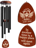 Personalized Pet Memorial Wind Chimes with Engraved Name, Custom Dog Wind Chimes Memorial Pet Loss Sympathy Gifts, Remembrance Chimes, Sympathy Gift for Dogs, Cats - Black