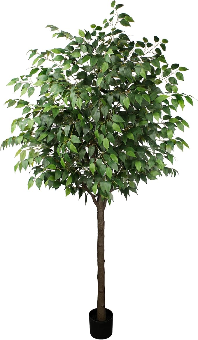 Artificia Ficus Tree 7Ft Tall Silk Ficus Tree with Plastic Pot for Office and Home Decor,Decorative Artificial Plant for Indoors and Outdoors,Fake Ficus Lyrata Plant All Year Round Decoration