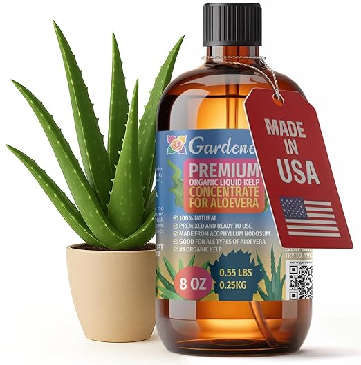 GARDENERA Premium Organic Seaweed & Kelp Superfood for Aloe Plants - 8 oz - Liquid Kelp Fertilizer Concentrate (Makes 45 Gallons)