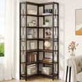 Tribesigns Corner Shelf, 7-Tier Industrial Corner Bookshelf, Wood and Metal Etagere Bookcase, Freestanding Display Shelf for Living Room, Kitchen, Home Office, Rustic Brown