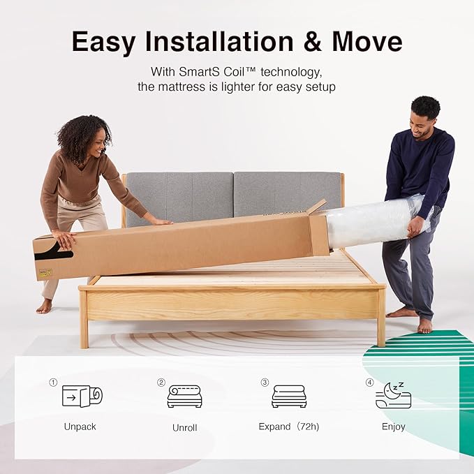 Novilla Queen Mattress, 6 Inch Queen Size Mattresses in a Box with Smarts™ Coil for Pressure Relief, Medium Firm Foam and Spring Hybrid Colchones with CertiPUR-US Certified for Kids