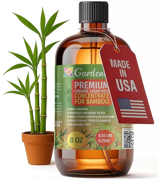 GARDENERA Premium Organic Seaweed & Kelp Superfood for Bamboo Plants - 8 oz - Liquid Kelp Fertilizer Concentrate (Makes 45 Gallons)