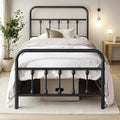 Twin Bed Frame-Classic Metal Platform Bed Frame Mattress Foundation with Victorian Style Iron-Art Headboard/Footboard/Under Bed Storage/No Box Spring Needed/Black