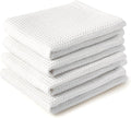 Encasa XO Kitchen Dish Towels Set | White | Waffle Weave and Flat Hand Tea