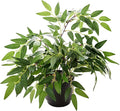 17.7" Tall Fake Plant Green Willow Leaves Artificial Indoor Faux Plant in Textured Black Ceramic Pot Realistic Decorative Plant for Home Office Bathroom Kitchen Bookshelf Small Space