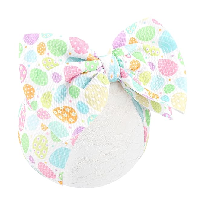 YanJie 7" Easter Baby Girl Bows Egg Headband Easter Hair Bows large Easter Baby Headband Toddler Girls Hair Accessories Infant Bow Pink Purple