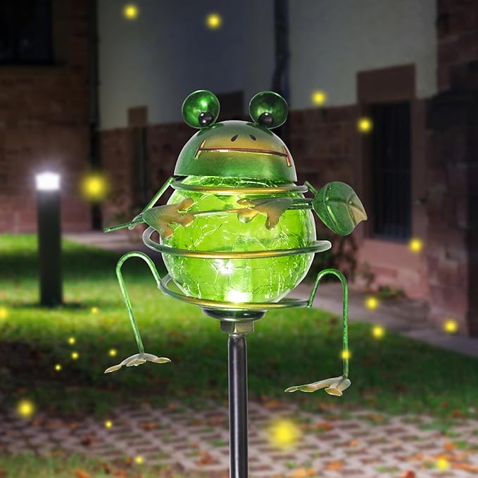 Bshine Solar Frog Garden Decorative Light, Outdoor Waterproof Solar Stake, Yard Decoration for Paths, Landscape, Pathways, Lawn Ornaments, Gift for Mom, Gardening Gift for Frog Lovers