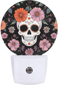 EKOBLA Floral Skull Plug-in Night Light, Skeleton & Flower LED Nightlight with Auto Sensor for Bedroom & Hallway