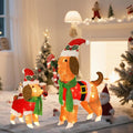 Lighted Outdoor Dog Christmas Decorations, 2 Pack Collapsible Pre-lit Beagle Dog with Candy Cane and Santa Hat Light up Puppy Xmas Decor for Indoor Outdoor Garden Yard Lawn Holiday Display