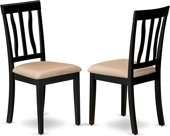 East West Furniture DLAN5-BCH-C 5 Piece Dining Table Set for 4 Includes a Round Kitchen Table with Dropleaf and 4 Linen Fabric Kitchen Dining Chairs, 42x42 Inch, Black & Cherry
