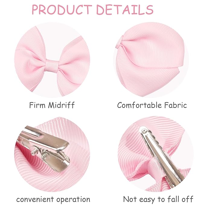 4 inch Hair Bows for Girls in Pairs, 40 Colors Grosgrain Ribbon Bow with Alligator Hair Clips for Baby Girls Toddlers and schoolgirls.