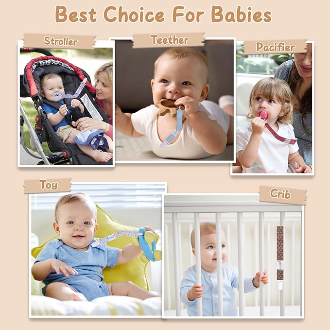 ALVABABY Pacifier Clips 8 Pack Pacifier Binky Paci Holder Leashes for Baby Teethers 8DP10