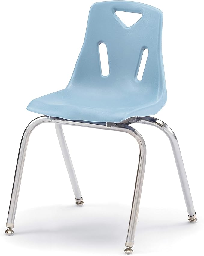 Berries Jonti-Craft 8148JC6131 Stacking Chairs with Chrome-Plated Legs, 18" Height, Coastal Blue, Pack of 6
