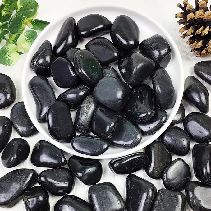 10lbs Black Pebbles for Plants, 1-2 Inch High Polished Natural River Rocks for Landscaping, Decorative Stones Vase Filler Fish Tank Aquariums Garden Outdoor and Indoor DIY
