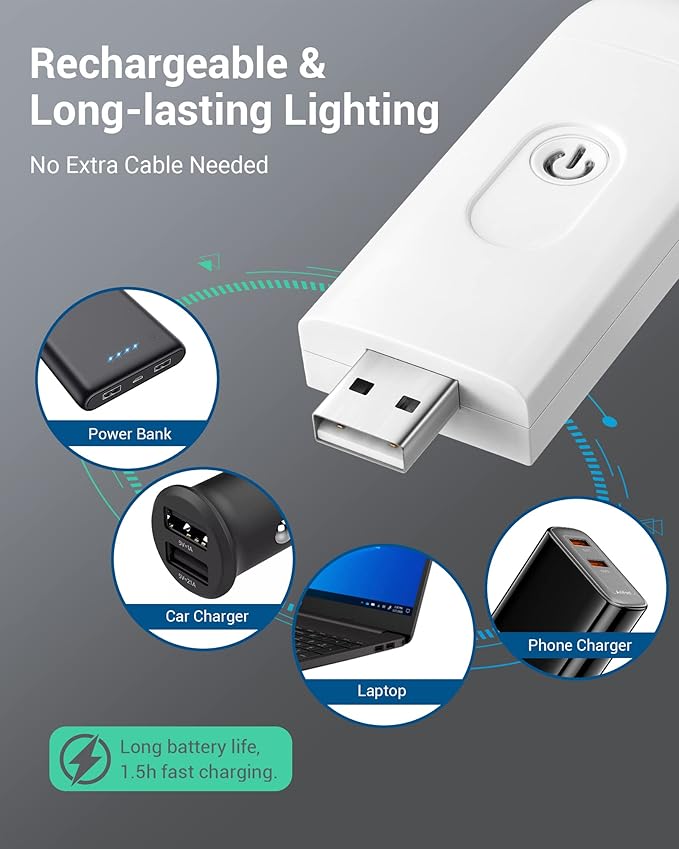 DEWENWILS USB Rechargeable Book Reading Light, 3000K Warm White, Brightness Adjustable Clip on LED Bookmark Lamp at Night in Bed, Portable Booklight for Bookworms, Kids