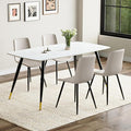 White Modern Dining Table Set for 4, 62'' Rectangular Sintered Stone Table with 4 Chairs