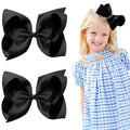 2PCS Oaoleer Black Layered Grosgrain Ribbon Alligator Clips Hair Barrettes for Baby Girls, Infants, Toddlers, Kids, and Teens (6inch-Type A, Black)