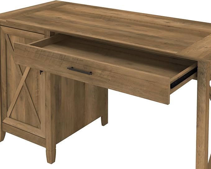 Bush Furniture Key West Computer Desk with Storage Farmhouse PC Table for Home Office in Reclaimed Pine 54W x 24D