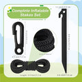 Aodaer 36 Pieces Plastic Inflatable Stakes Set Heavy Duty Halloween Christmas Yard Stake with Ropes and Hooks Anchoring Ground Stake for Xmas Garden Inflatables Accessories, Black