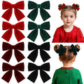 8 Pcs Velvet Hair Bows for Girls, 4" Christmas Hair Bows with Alligator Clips Christmas Bow Hair Accessories Stocking Stuffers for Girls Toddler Kids