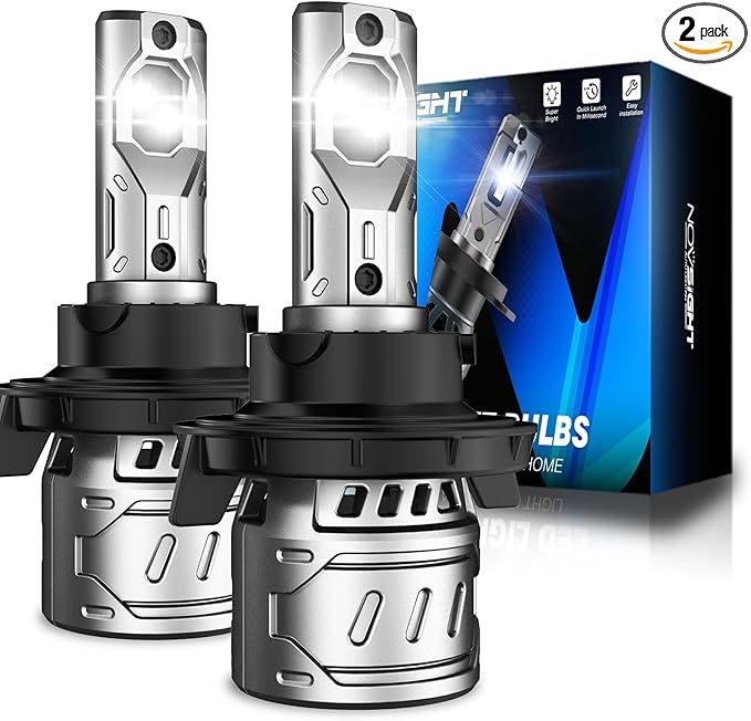 NOVSIGHT H13/9008 Bulbs Upgraded, 400% Brightness H13 Fog Bulbs, Quick Installation 9008, Pack of 2