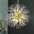 Modern Dandelion Firework Chandelier, Gold Dining Room Chandelier, Crystal Hanging Pendant Lighting Fixture for Living Room, Bathroom, Bedroom, Entryway, 12-Light