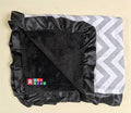 Rosy Kids Soft Baby Blanket, Outdoor Kit Standard Size for Baby Girl and Baby Boy, Grey Chevron Cotton Black Velvet
