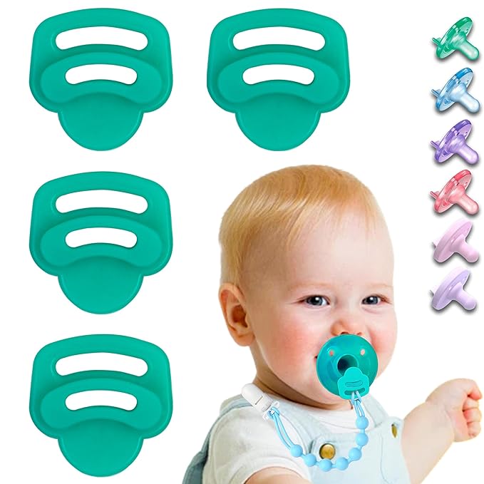 Silicone Pacifier Clip Adapter Ring for Philips Avent Soothie, 4 Pack 100% Food-Grade Silicone Binky Clips Holder Adapter Rings Competible with Avent Soothie,BPA-Free Soft Flexible Safe Durable, Green
