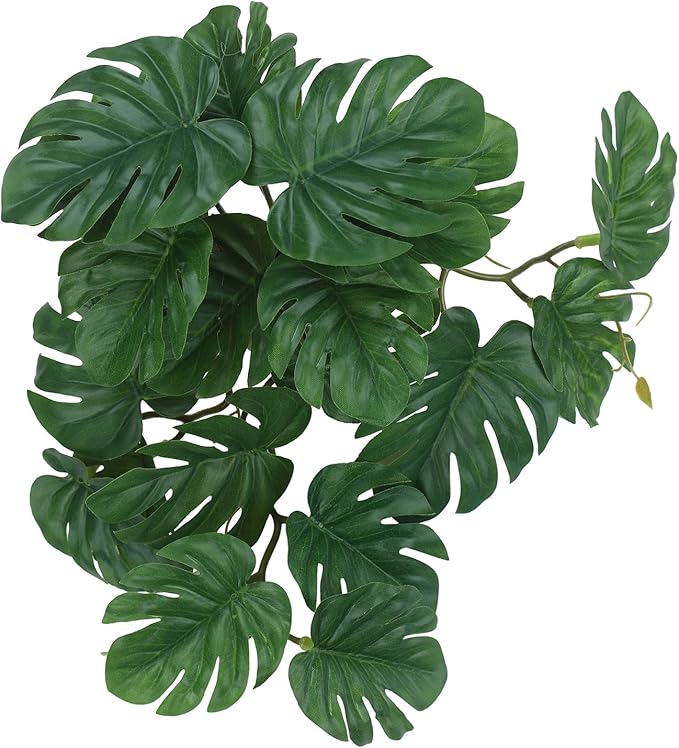 IBWell Fake Reptile Plants for Terrarium, Decor, Turtle Tank with Suction Cup
