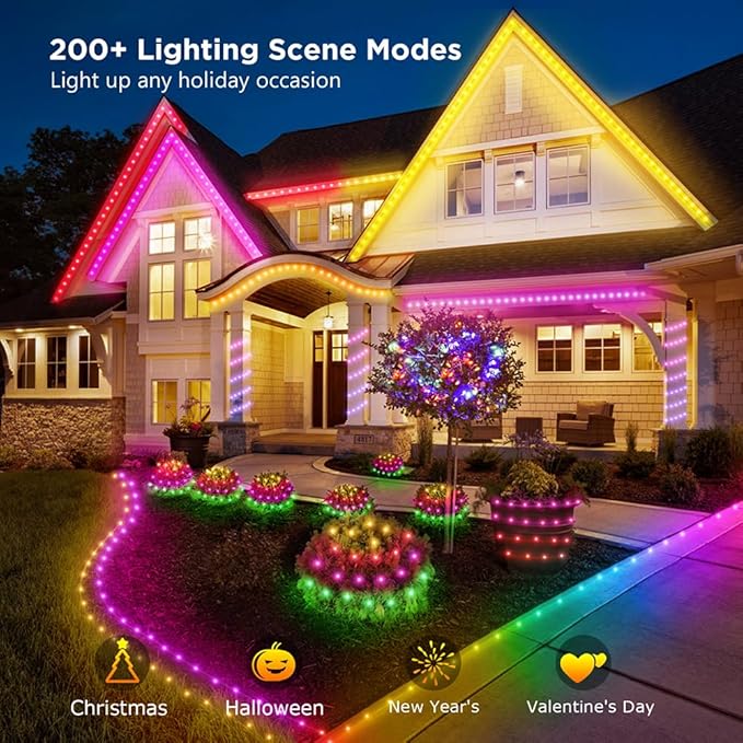 Color Changing Christmas String Lights, 33ft 100 LED Twinkle Fairy Lights String Waterproof, 200+ Scene Modes, Smart App & Remote for Indoor Outdoor Christmas Tree Party Bedroom Patio Decor