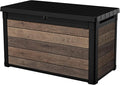 Keter Walnut 100 Gallon Resin Deck Box-Organization and Storage for Patio Furniture Outdoor Cushions, Throw Pillows, Garden Tools and Pool Toys