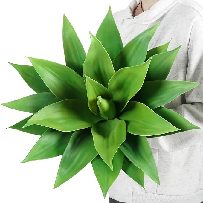 Velener Fake Agave Artificial Plants, Fake Succulents Plant for Room Decor, Unpotted Faux Agave Stems Plant for Outdoor/Indoor Decor, 22 inches