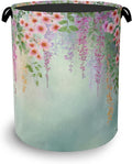 Colorful Flowers Laundry Basket, Foldable