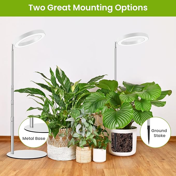 Kullsinss Grow Lights for Indoor Plants Full Spectrum, 80 LEDs Plant Light for Indoor Growing with 2 Mounting Options, 6/12/16H Timer, 3 Spectrum Modes, 9.8"-37.4" Height Adjustable Desk Grow Lamp