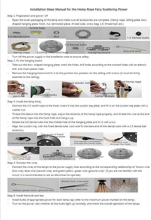 3 Head 2M Vintage Hemp Rope Light E26/E27 Base, Pendant Ceiling Light Lamp,Retro Style for Dining Hall Restaurant Bar Lighting(Bulb not Included)