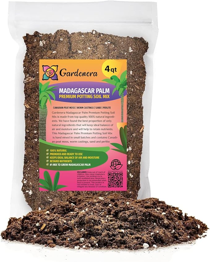 Gardenera Madagascar Palm Potting Mix - Promote Strong Roots and Captivating Form with Our Premium Blend - 4 Quart