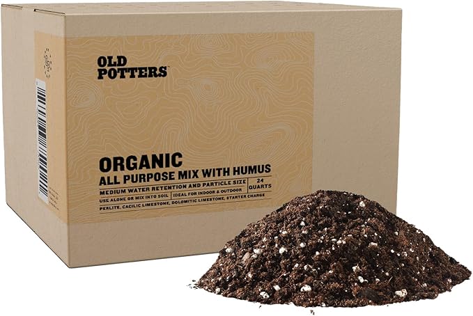 Old Potters All-Purpose Growing Media with Humus for - Heavier, Pre-moistened Planting Soil Blend with Canadian Peat Moss, Perlite, and Humus, 24 Quarts