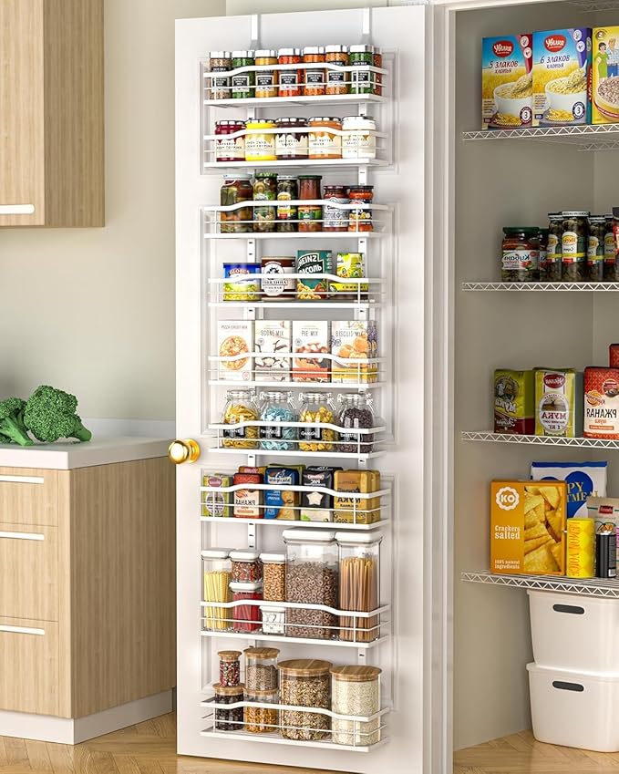 Moforoco White Narrow 9-Tier Over The Door Pantry Organizer, Pantry