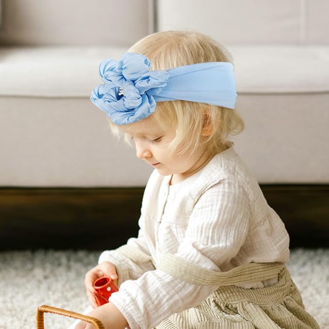 Baby Girls Nylon Headband and Bow Big Flower Headbands Fashion Hair Accessories for Newborns Infants Orange Red