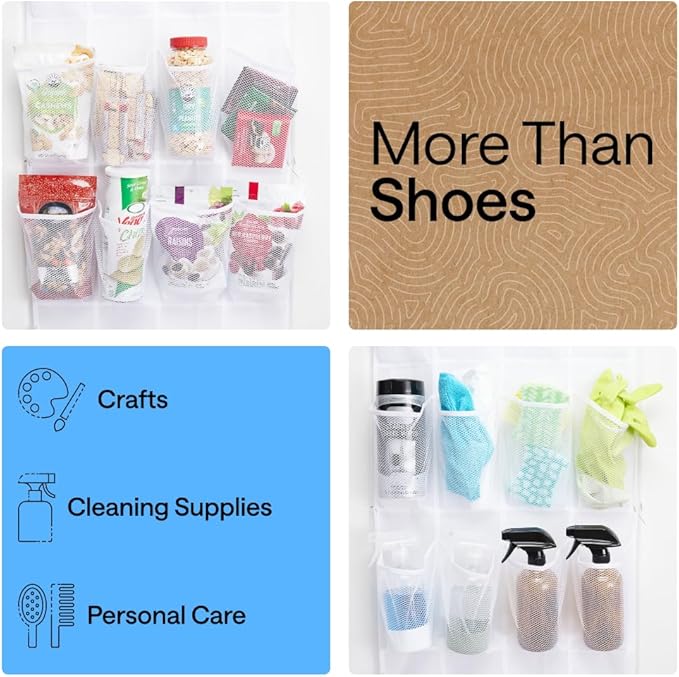 GORILLA GRIP Over the Door Shoe Organizer, 24 Extra Large Breathable Mesh