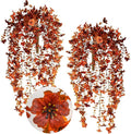 SzJias Artificial Hanging Plants for Outdoor Fall Flowers Hanging Fake Flowers Eucalyptus Leaf Faux Plants for Patio Porch Outdoor Plants Decor (4 Pcs, Fall)
