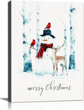 Christmas Snowman Canvas Wall Art - Rustic Winter Scene Framed Print for Farmhouse Living Room, Cozy Christmas Wall Decor, Ideal Christmas Gifts & Festive Decorations
