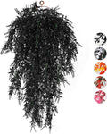 RECUTMS Artificial Hanging Plants Fake Lavender Faux UV Resistant Flowers Indoor Outside Decorations,4 Packs (Black)