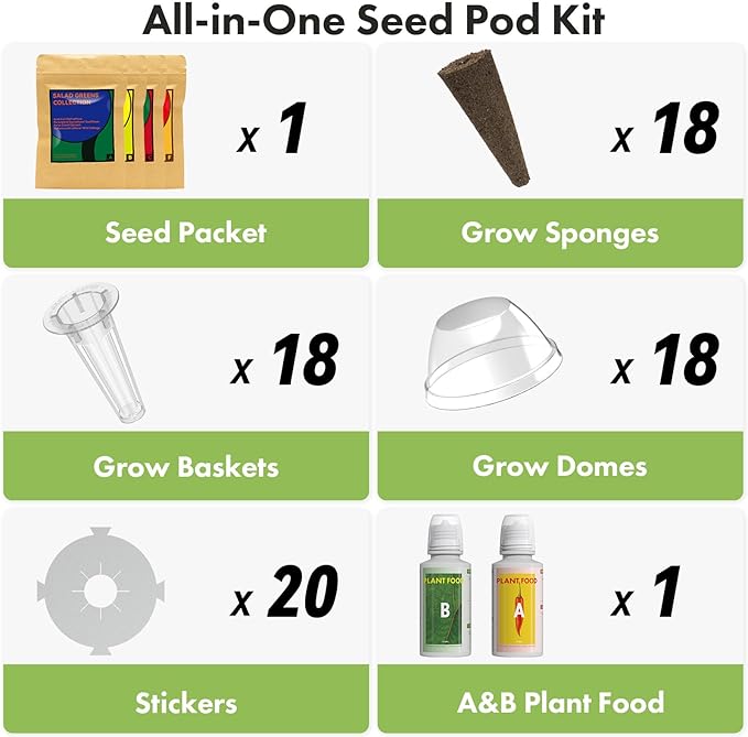 LYKOCLEAN Gourmet Herb Seeds Pod Kit for AeroGarden, idoo, Ahopegarden, MUFGA Hydroponics Garden, 350+ Seeds, Include Cilantro, Basil, Parsley, Mint, Liquorice(18-Pods)
